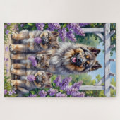 Keeshond Lila Tuin Kunst Legpuzzel (Horizontaal)