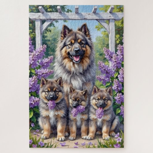 Keeshond Lila Tuin Kunst Legpuzzel (Verticaal)