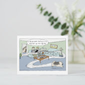 Keeshond "Livingroom Agility" Cartoon Briefkaart (Staand voorkant)