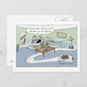 Keeshond "Livingroom Agility" Cartoon Briefkaart (Voorkant / Achterkant)