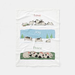 Keeshond Love Joy Peace Cute Keesie Dogs Holiday Fleece Deken