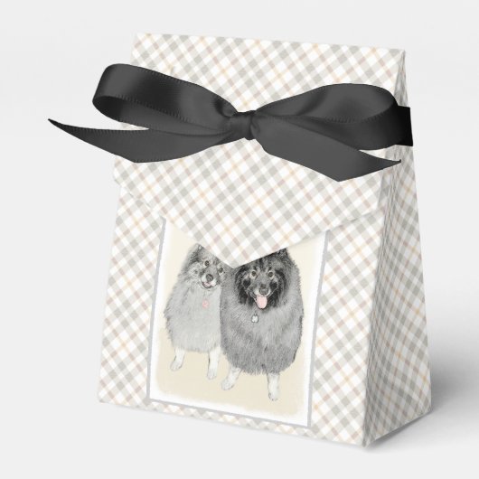 Keeshond Ma en Son Painting - Original Dog Art Bedankdoosjes (Voorkant Zijde)