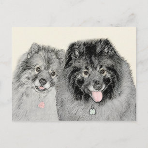 Keeshond Ma en Son Painting - Original Dog Art Briefkaart