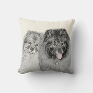 Keeshond Ma en Son Painting - Original Dog Art Buitenkussen