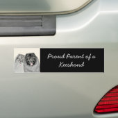 Keeshond Ma en Son Painting - Original Dog Art Bumpersticker (Op auto)