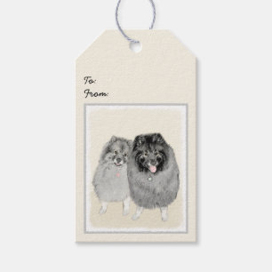 Keeshond Ma en Son Painting - Original Dog Art Cadeaulabel