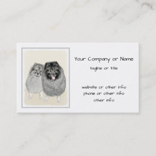 Keeshond Ma en Son Painting - Original Dog Art Contactkaartje
