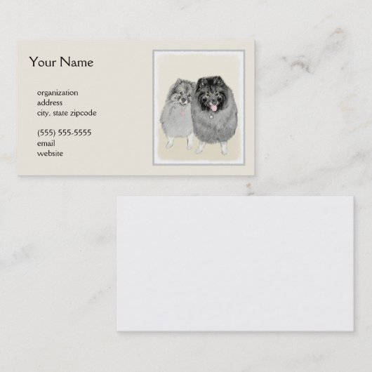 Keeshond Ma en Son Painting - Original Dog Art Contactkaartje (Voorkant / Achterkant)