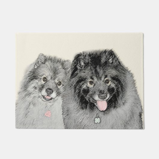 Keeshond Ma en Son Painting - Original Dog Art Deurmat (Voorkant)