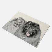Keeshond Ma en Son Painting - Original Dog Art Deurmat (Schuin)