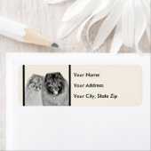 Keeshond Ma en Son Painting - Original Dog Art Etiket (Insitu)
