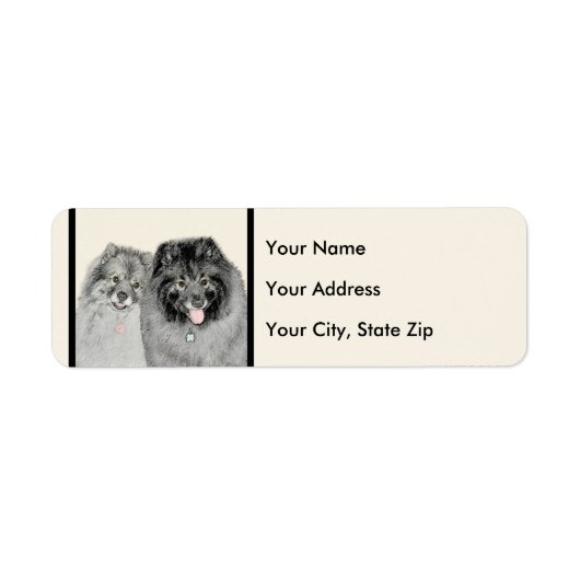 Keeshond Ma en Son Painting - Original Dog Art Etiket (Voorkant)