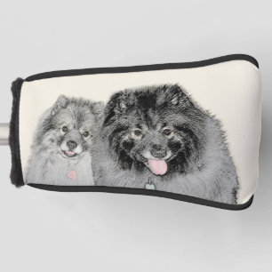 Keeshond Ma en Son Painting - Original Dog Art Golfheadcover