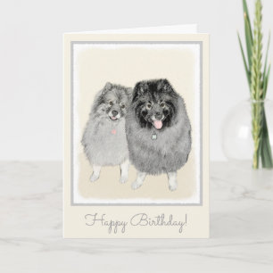 Keeshond Ma en Son Painting - Original Dog Art Kaart