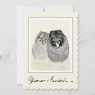 Keeshond Ma en Son Painting - Original Dog Art Kaart