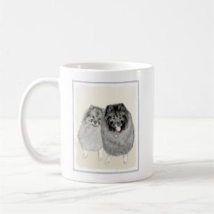 Keeshond Ma en Son Painting - Original Dog Art Koffiemok