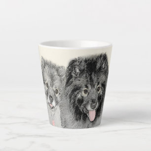 Keeshond Ma en Son Painting - Original Dog Art Latte Mok