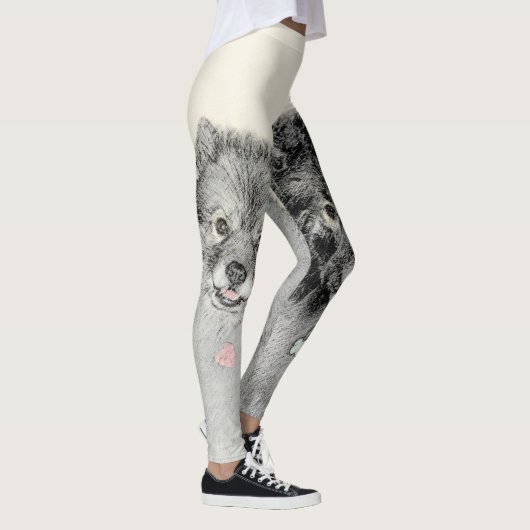 Keeshond Ma en Son Painting - Original Dog Art Leggings (Rechts)