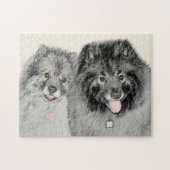 Keeshond Ma en Son Painting - Original Dog Art Legpuzzel (Horizontaal)