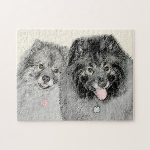 Keeshond Ma en Son Painting - Original Dog Art Legpuzzel