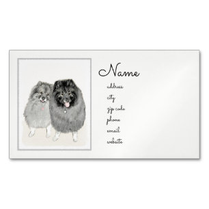 Keeshond Ma en Son Painting - Original Dog Art Magnetisch Visitekaartje