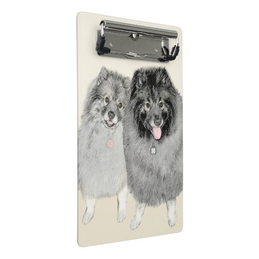 Keeshond Ma en Son Painting - Original Dog Art Mini Klembord (Schuin)