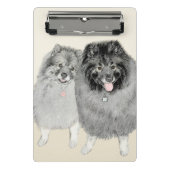 Keeshond Ma en Son Painting - Original Dog Art Mini Klembord (Voorkant)