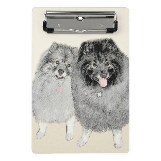 Keeshond Ma en Son Painting - Original Dog Art Mini Klembord (Voorkant)