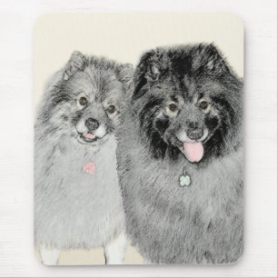 Keeshond Ma en Son Painting - Original Dog Art Muismat
