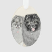 Keeshond Ma en Son Painting - Original Dog Art Ornament (voorkant)