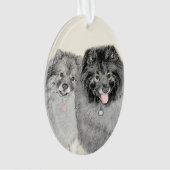 Keeshond Ma en Son Painting - Original Dog Art Ornament (voorkant)