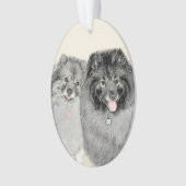 Keeshond Ma en Son Painting - Original Dog Art Ornament (voorkant)