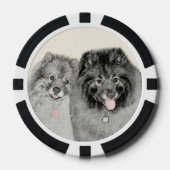 Keeshond Ma en Son Painting - Original Dog Art Poker Chips (Voorkant)