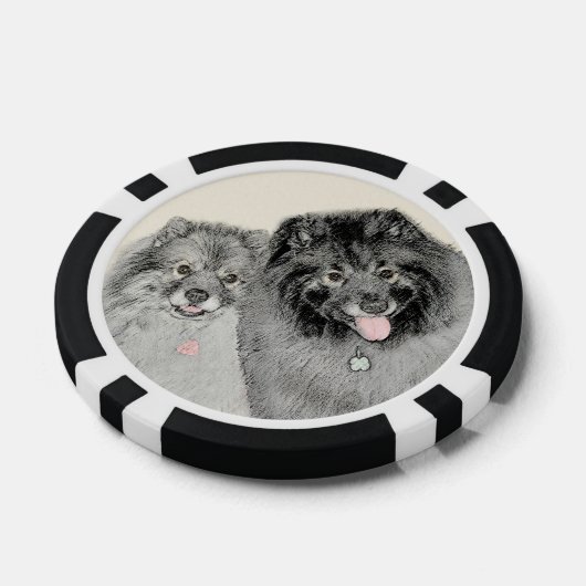 Keeshond Ma en Son Painting - Original Dog Art Poker Chips (Enkel)