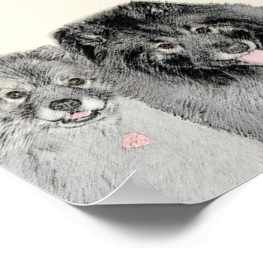 Keeshond Ma en Son Painting - Original Dog Art Poster (Hoek)