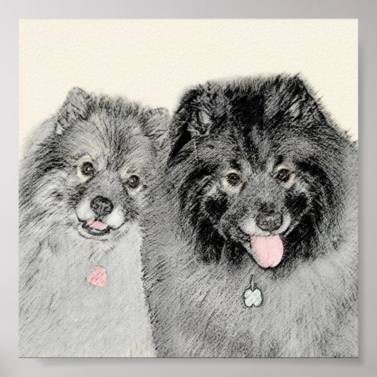 Keeshond Ma en Son Painting - Original Dog Art Poster (Voorkant)
