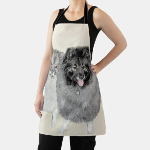 Keeshond Ma en Son Painting - Original Dog Art Schort