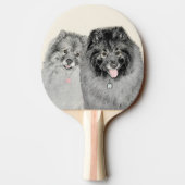 Keeshond Ma en Son Painting - Original Dog Art Tafeltennisbatje (Achterkant)