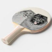 Keeshond Ma en Son Painting - Original Dog Art Tafeltennisbatje (Voorkant Gekanteld)