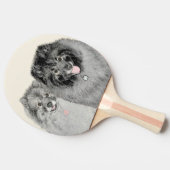 Keeshond Ma en Son Painting - Original Dog Art Tafeltennisbatje (Zijkant)