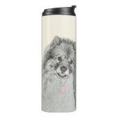 Keeshond Ma en Son Painting - Original Dog Art Thermosbeker (Gedraaid links)