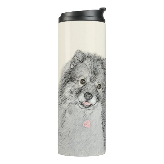 Keeshond Ma en Son Painting - Original Dog Art Thermosbeker (Gedraaid links)