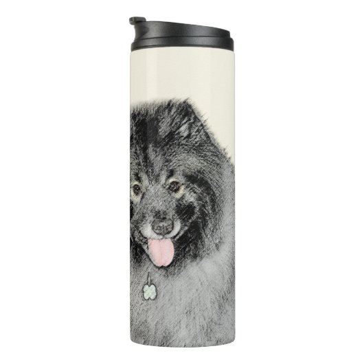 Keeshond Ma en Son Painting - Original Dog Art Thermosbeker (Geroteerd rechts)