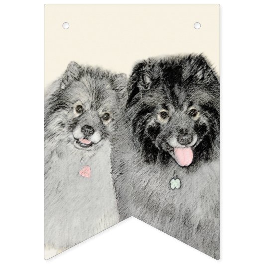 Keeshond Ma en Son Painting - Original Dog Art Vlaggetjes (Tweede vlag)