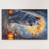 KeesHond Maanverlichte Halloween Portret Kunst Legpuzzel (Horizontaal)