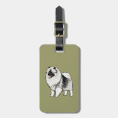 Keeshond met aanpasbare tekst bagagelabel (Voorkant verticaal)