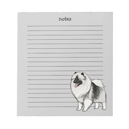 Keeshond met aanpasbare tekst notitieblok (Voorkant)