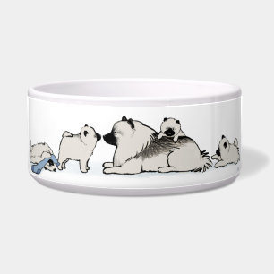 Keeshond met Blue Sock Voerbakje