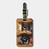 Keeshond met Hartrozen Valentijnsdag Bagagelabel (Voorkant verticaal)