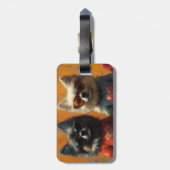 Keeshond met Hartrozen Valentijnsdag Bagagelabel (Achterkant verticaal)